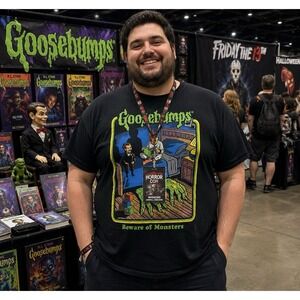 Goosebumps Beware of Monsters Graphic  Horror T-Shirt Black Men Regular Size XL